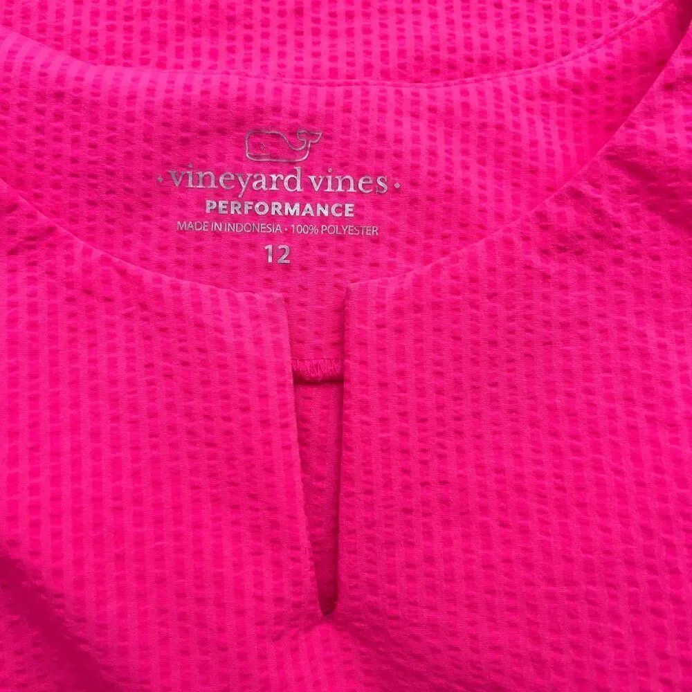 Vineyard Vines Girls Hot Pink Flutter Sleeve Performance Shift Dress Size 12